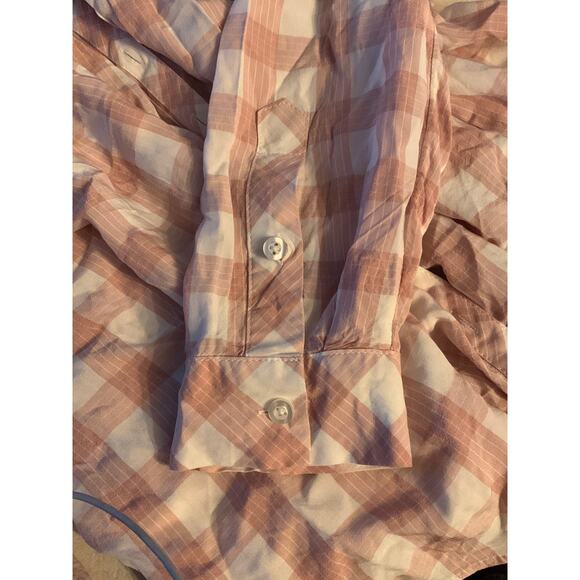 Torrid baby doll pink gingham button up long sleeve size 0 10 medium - Picture 6 of 7